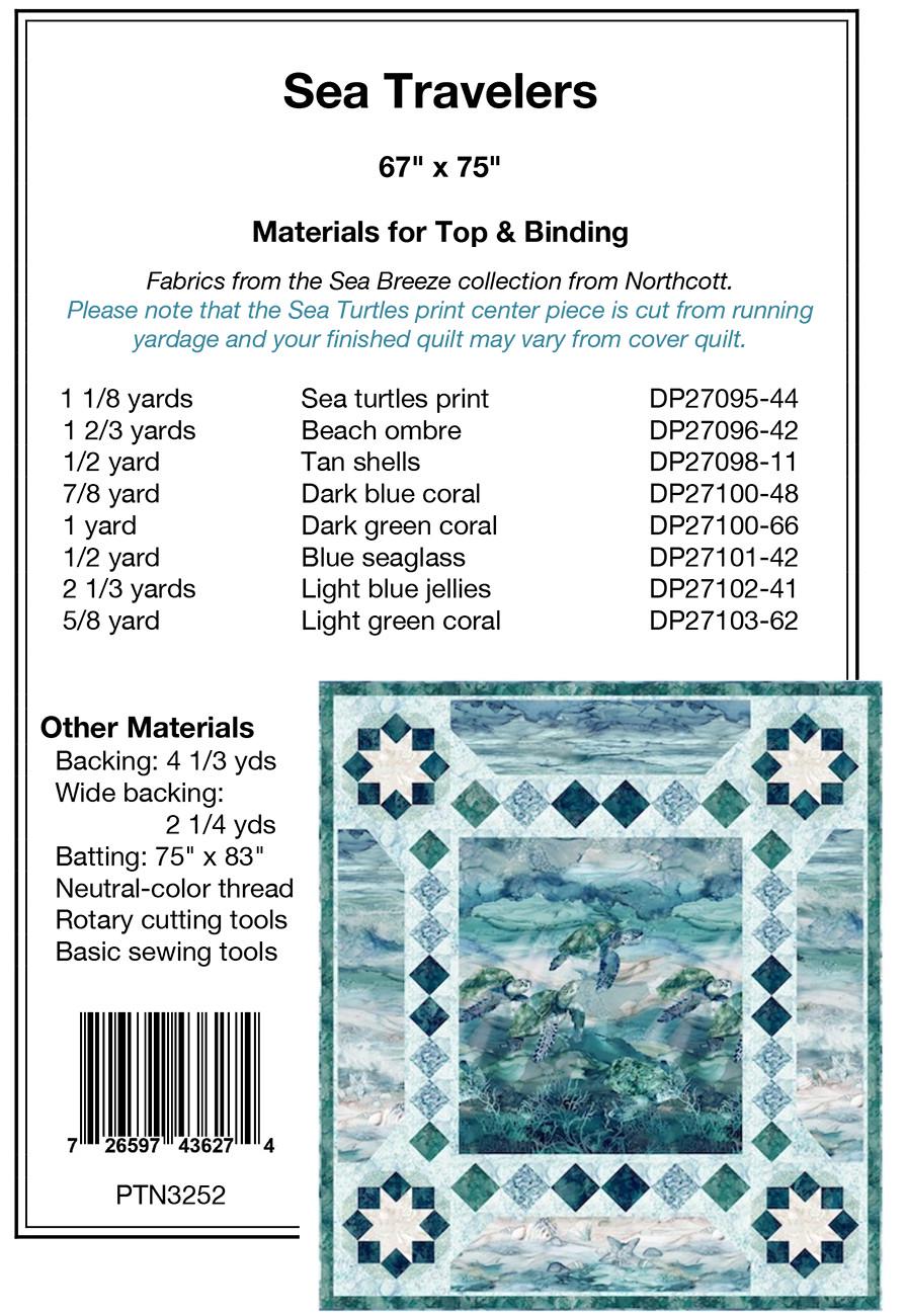 Sea Travelers Quilt Pattern, Pine Tree Country Quilts PTN3252, Ombre or Scenic Landscape Fabric Friendly Throw Quilt Pattern