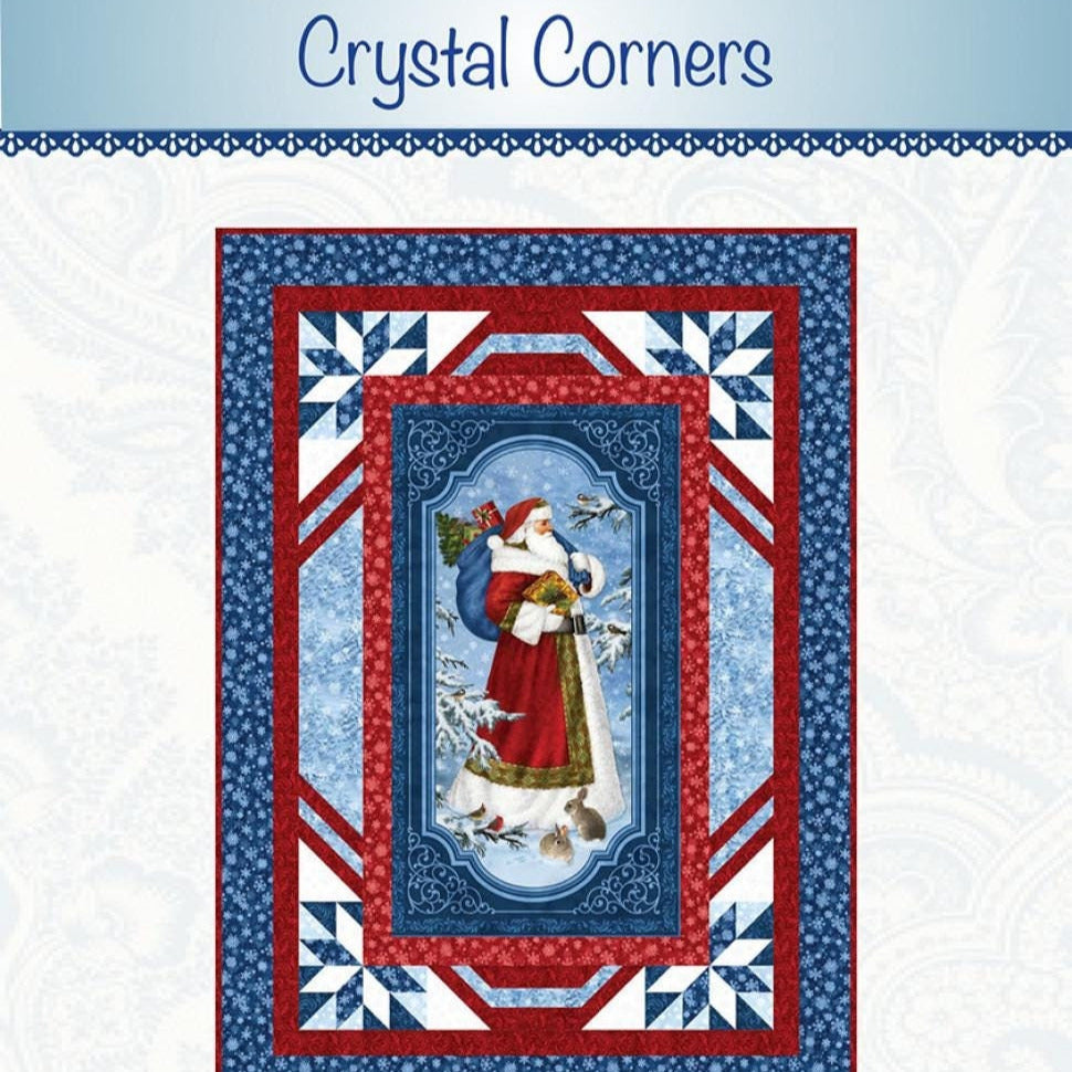 Crystal Corners Panel Frame Quilt Pattern, Bound to Be Quilting BTBQ511, 24" Fabric Panel Friendly Throw Quilt Pattern, LeMoyne Star