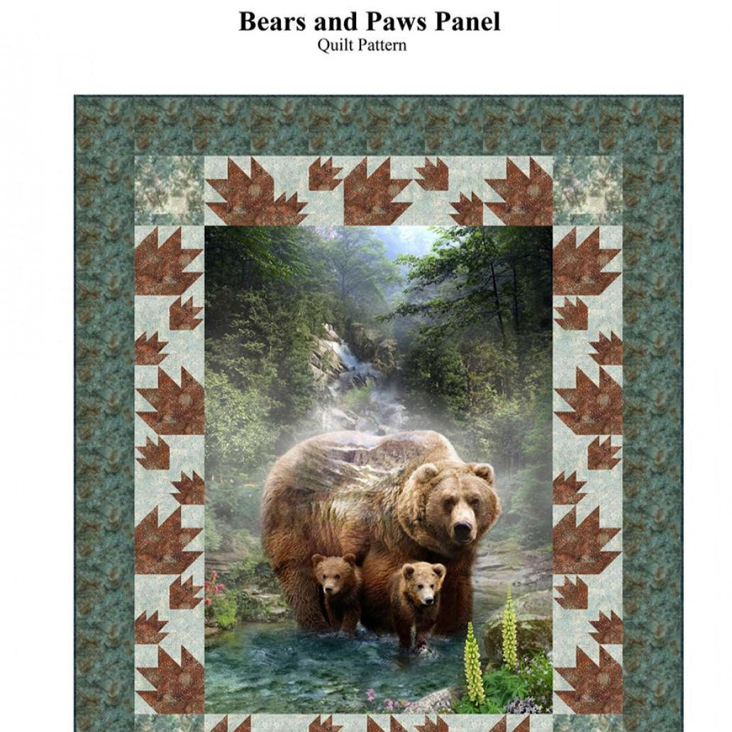 Bears and Paws Panel Quilt Pattern, Castilleja Cotton CJC-5176-1, Vertical Fabric Panel Frame Quilt Pattern, Panel Friendly