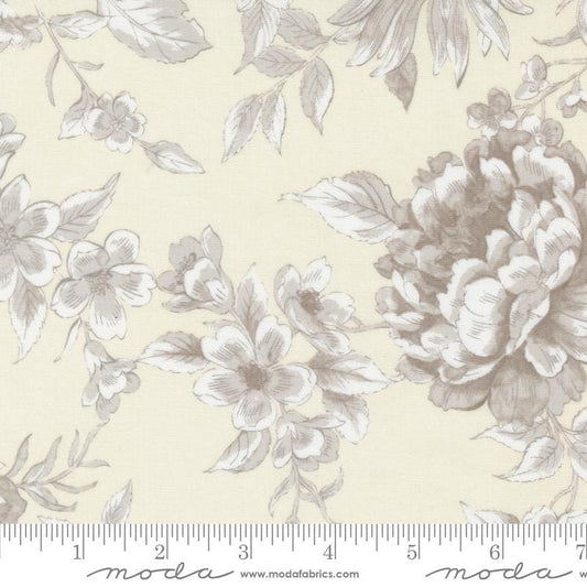 REMNANT 91" X 108" Sandalwood - Opal Cream Taupe Floral Wide Quilt Back Fabric, Moda 108019 11, Cotton Sateen Quilt Backing
