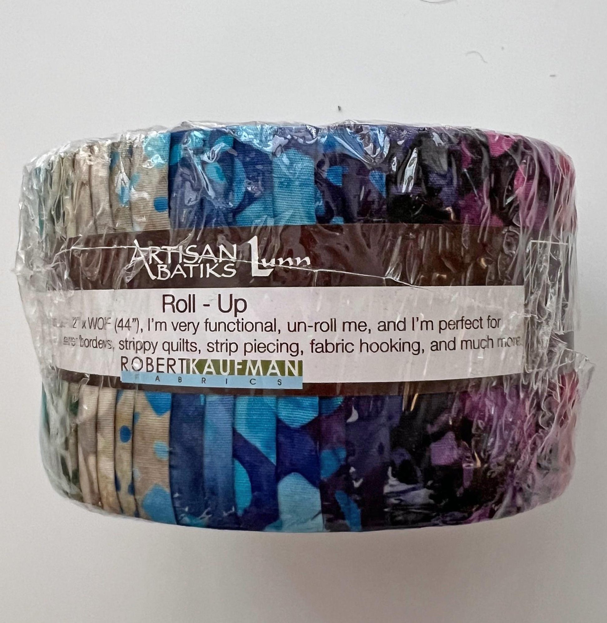 DESTASH Artisan Batiks Gemstones Roll Up, Robert Kaufman RU-660-40, 2.5" Precut Purple Blue Burgundy Teal Batik Fabric Strips