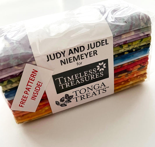 DESTASH Petals Batik Fabric 6-Pack, Timeless Treasures Tonga Treats Petals, 6" Precut Batik Strip Pack, Judy Judel Niemeyer