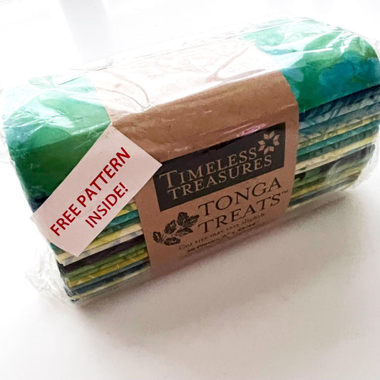 DESTASH Lagoon Batik Fabric 6-Pack, Timeless Treasures Tonga Treats Lagoon, 6" Wide Precut Blue Green Batiks Strip Pack