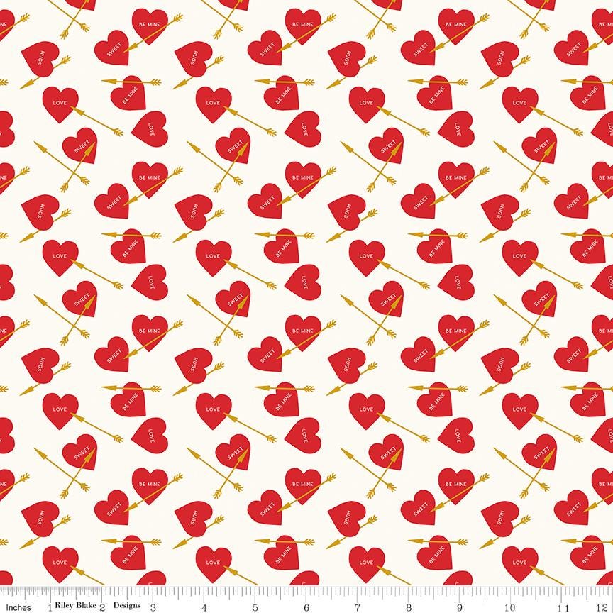 Sweetheart 5" Stacker, Riley Blake 5-15500-42, 5" Precut Pink Red Hearts Valentines Day Floral Fabric Squares, My Mind's Eye