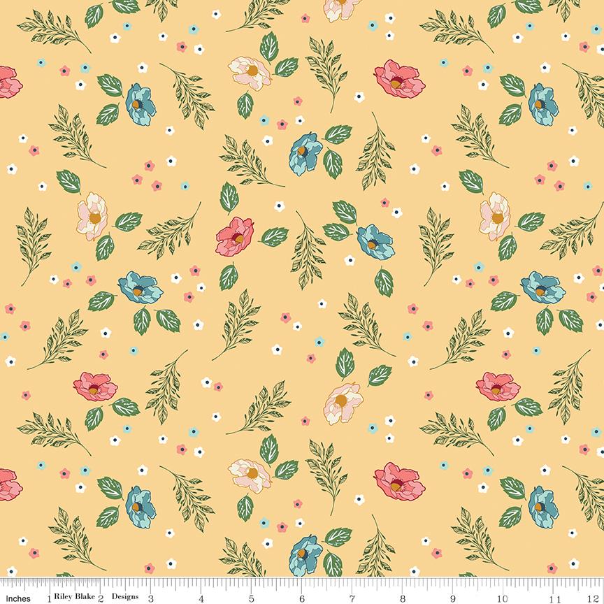 Melody 5" Stacker, Riley Blake 5-15140-42, 5" Precut Blue Green Pink Yellow Floral Fabric Squares, Beverly McCullough