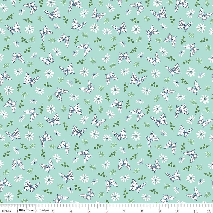 Melody 5" Stacker, Riley Blake 5-15140-42, 5" Precut Blue Green Pink Yellow Floral Fabric Squares, Beverly McCullough