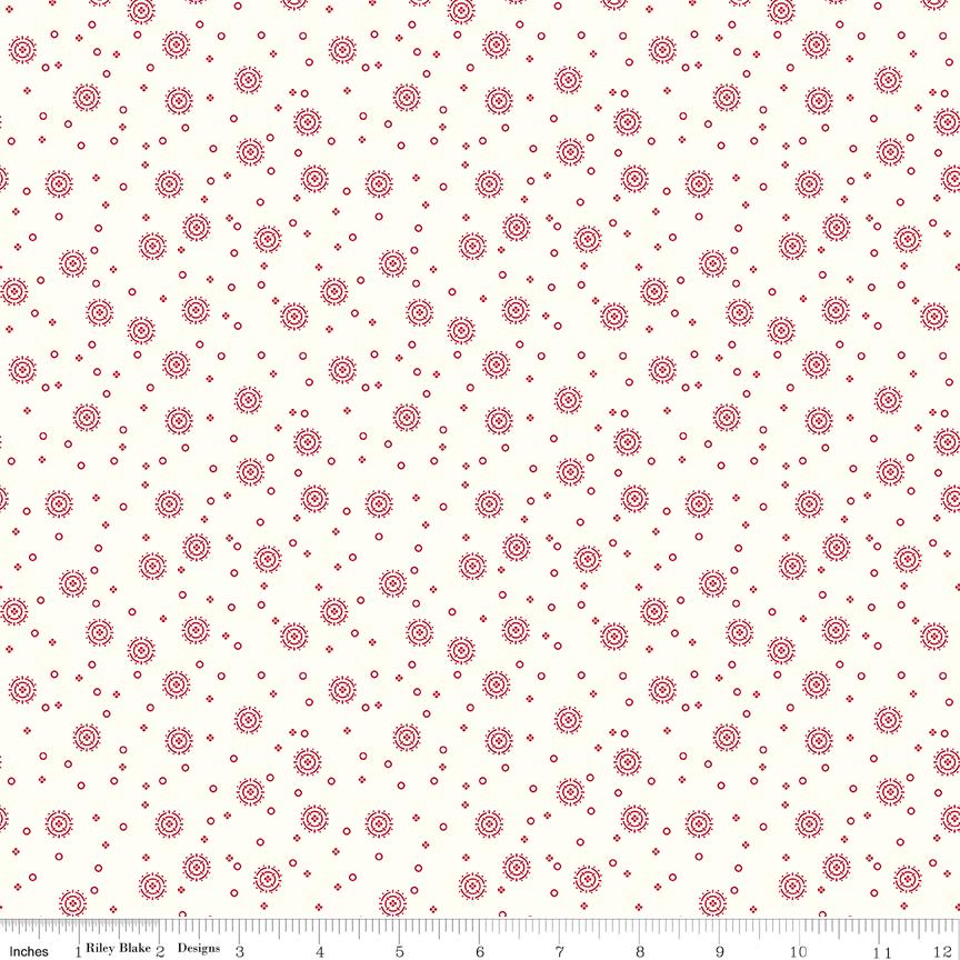 Red Delicious 5" Stacker, Riley Blake 5-15660-42, 5" Precut Red White Floral Quilt Fabric Squares, RBD Designers