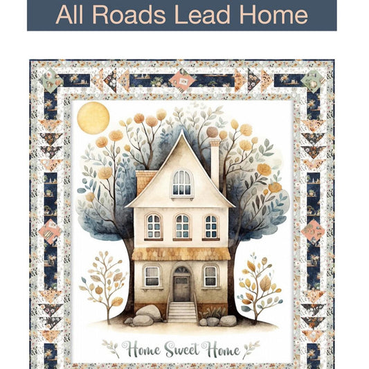 All Roads Lead Home Panel Frame Quilt Pattern, Pine Tree Country Quilts PT2129, 36" Vertical Fabric Panel Frame Quilt Pattern