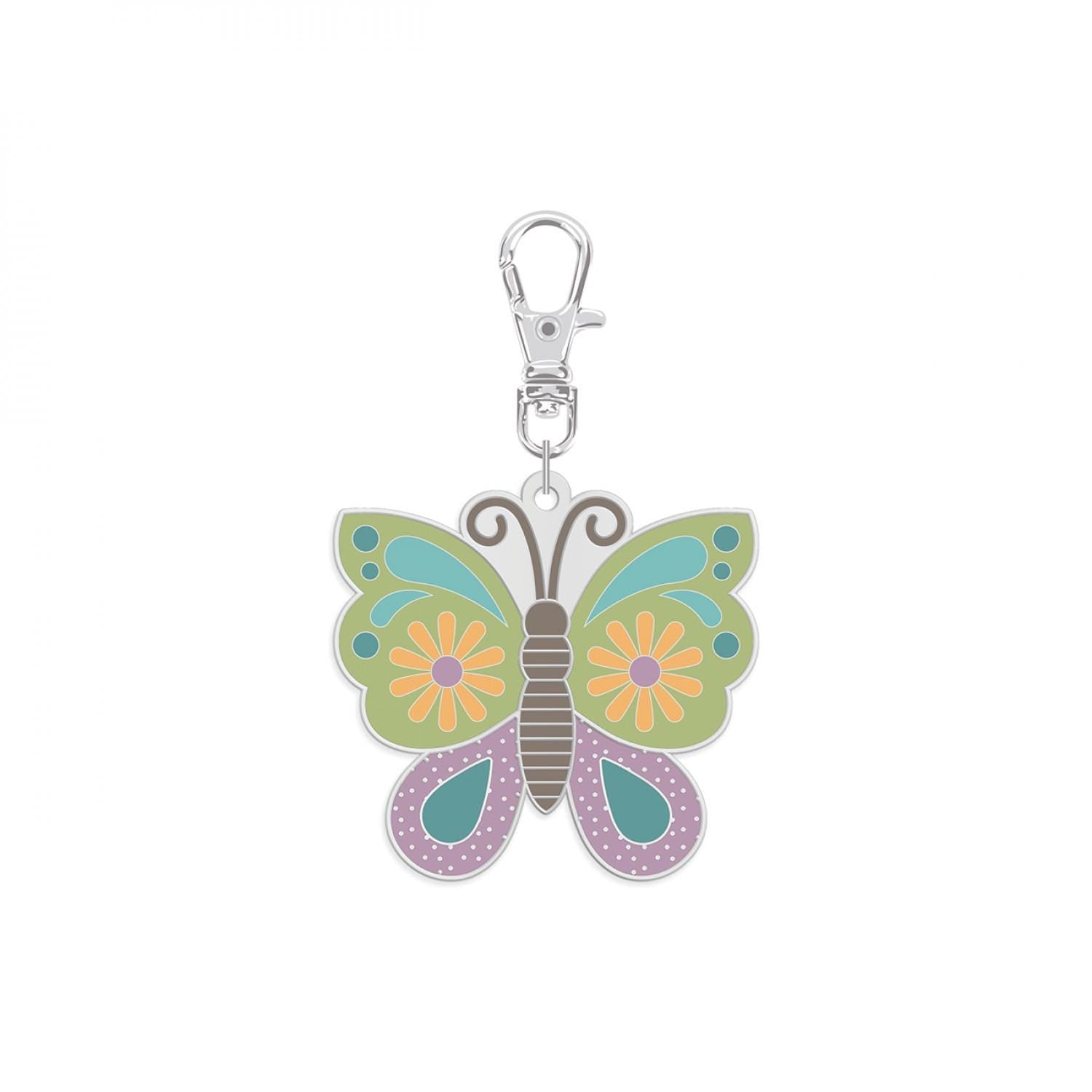 Happy Charms - Butterfly Zipper Pull Keychain Charm, Riley Blake ST-39767, Sewing Quilting Notions, Quilting Enamel Butterfly Charm Pull