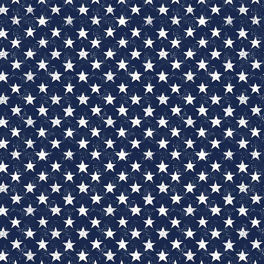 Let Freedom Ring - White Stars on Navy Blue Fabric, Timeless Treasures GAIL-CD2226 Navy, Patriotic Stars on Navy Fabric, QOV