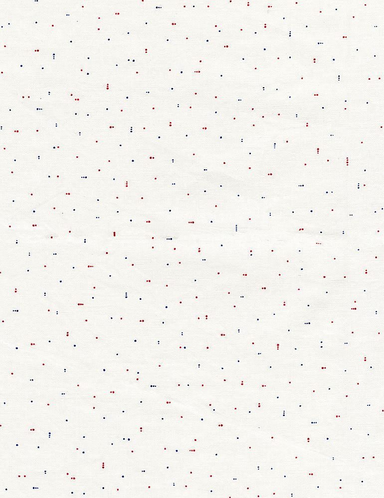 REMNANT 28" of Let Freedom Ring - USA Red Blue Dots on White Fabric, Timeless Treasures DITSY-C8900 Usa, Patriotic Background Fabric, Qov
