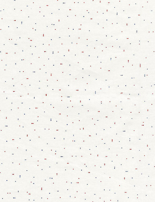 REMNANT 28" of Let Freedom Ring - USA Red Blue Dots on White Fabric, Timeless Treasures DITSY-C8900 Usa, Patriotic Background Fabric, Qov