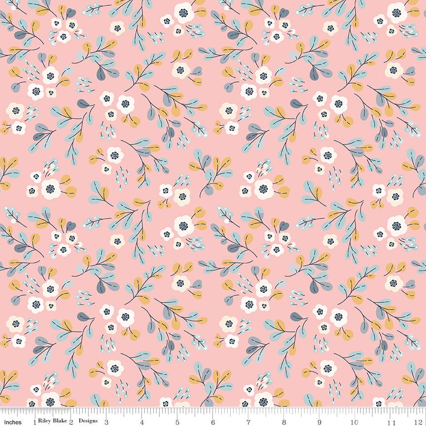 DESTASH Charmed 10" Stacker, Riley Blake 10-9340-42, 10" Precut Pink Blue Coral Floral Fabric Squares, Cyndi Walker