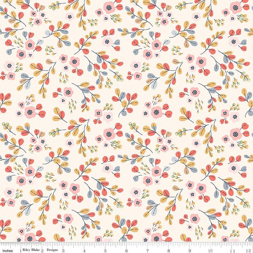 DESTASH Charmed 10" Stacker, Riley Blake 10-9340-42, 10" Precut Pink Blue Coral Floral Fabric Squares, Cyndi Walker