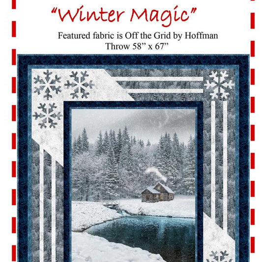 Winter Magic Panel Frame Quilt Pattern, The Fabric Addict WM24, Fabric Panel Friendly Snowflake Frame Throw Quilt Pattern, Karen Bialik