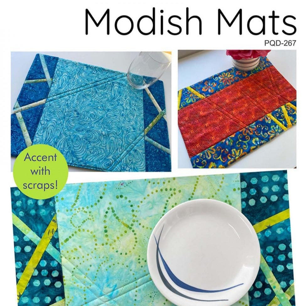 Modish Mats Placemats Pattern, Poor House Quilt Designs PQD-267, Quilted Place Mats Placemats Pattern, Easy Table Quilt Pattern