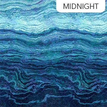 Stonehenge Gradations Ombre II - Midnight Blue Ombre Fabric, Northcott DP27235-49, Digital Print Blue Ombre Stripe Fabric, By the Yard