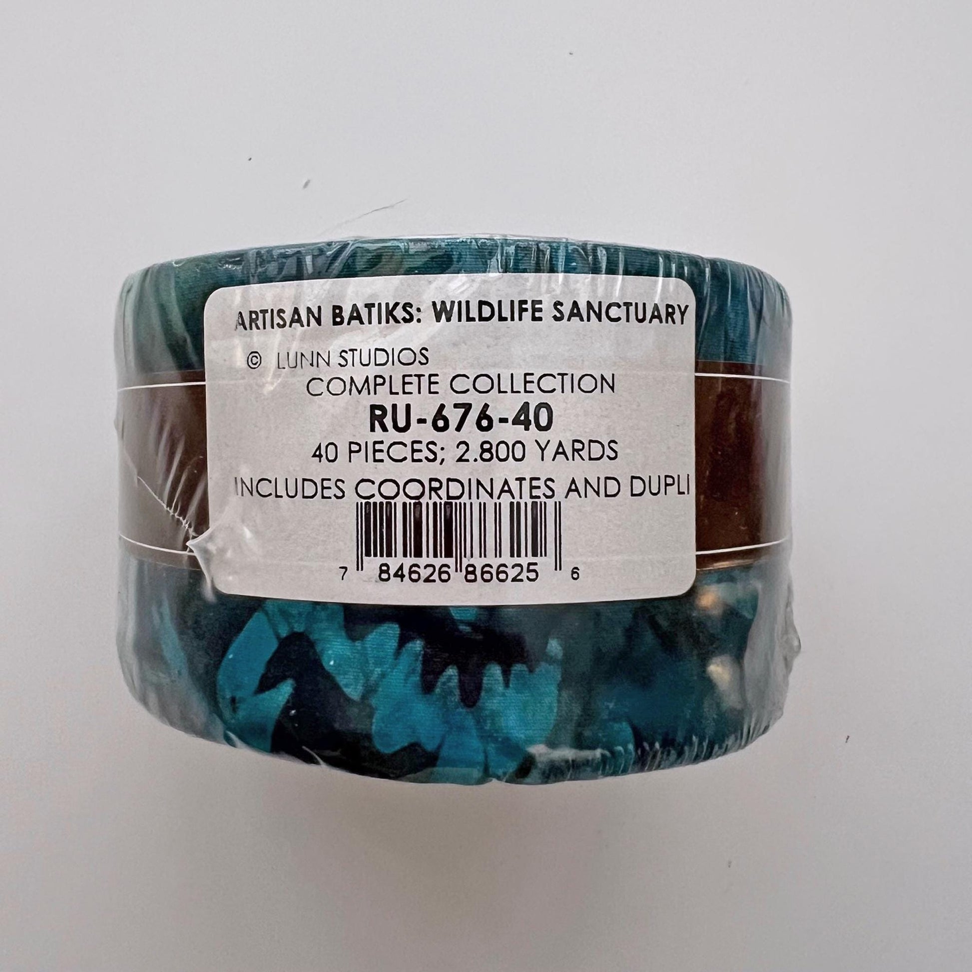 DESTASH Artisan Batiks Wildlife Sanctuary Roll Up, Robert Kaufman RU-676-40, 2.5" Precut Blue Brown Teal Batik Fabric Strips