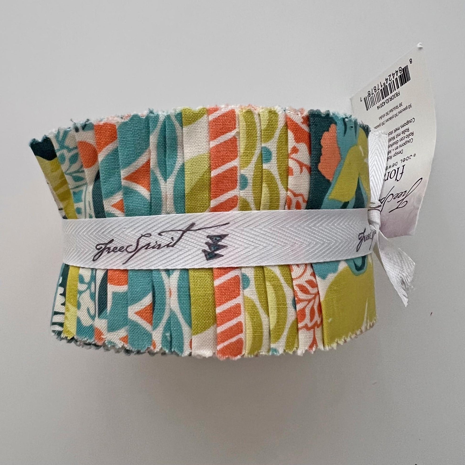 DESTASH Flora 2.5" Design Roll - 30 Pieces, Free Spirit FB3DRJD.42014, 2.5" Precut Joel Dewberry Retired Fabric Roll