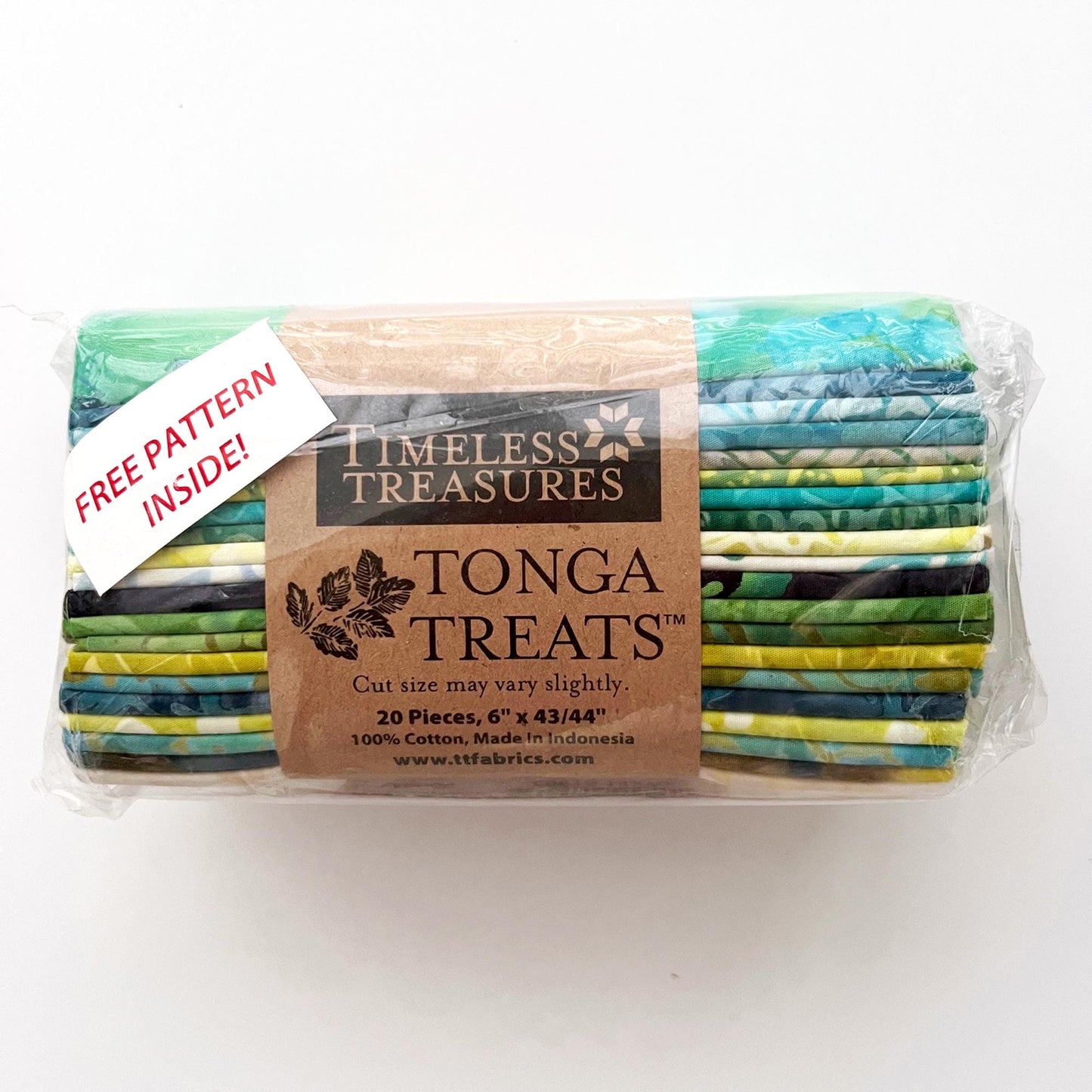 DESTASH Lagoon Batik Fabric 6-Pack, Timeless Treasures Tonga Treats Lagoon, 6" Wide Precut Blue Green Batiks Strip Pack