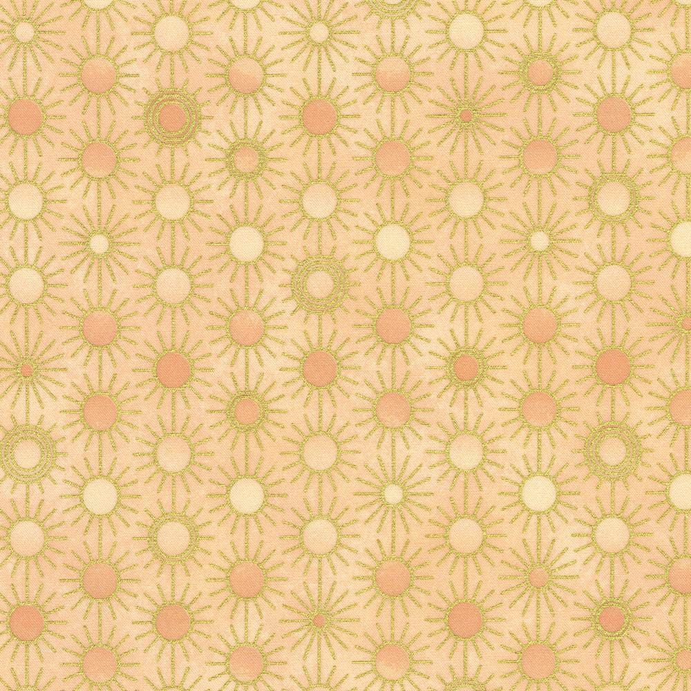 Summerstone 16 Piece Fat Quarter Bundle, Robert Kaufman FQ-2183-16, Peach White Gray Gold Metallic Floral Fabric, 18 x 22 Fabric Cuts