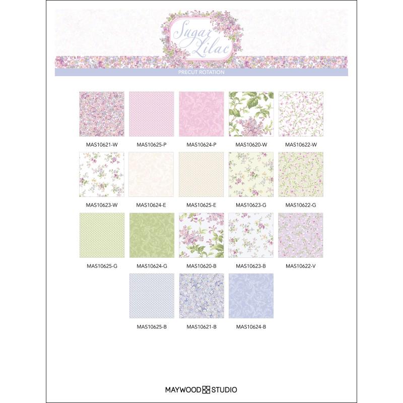 Sugar Lilac 2.5" Strips, Maywood Studio ST-MASSULI, 2.5" Precut Pink Green Periwinkle White Floral Fabric Strips Roll