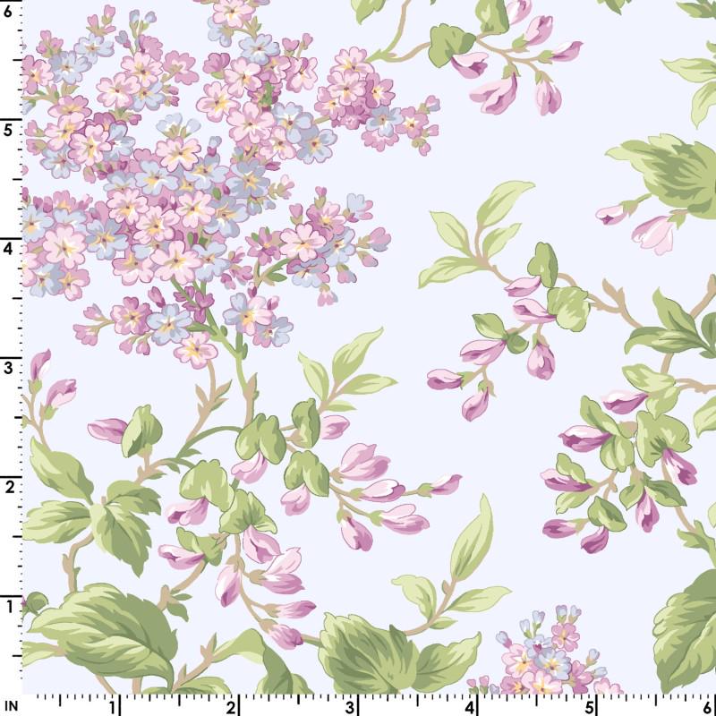 Sugar Lilac 2.5" Strips, Maywood Studio ST-MASSULI, 2.5" Precut Pink Green Periwinkle White Floral Fabric Strips Roll