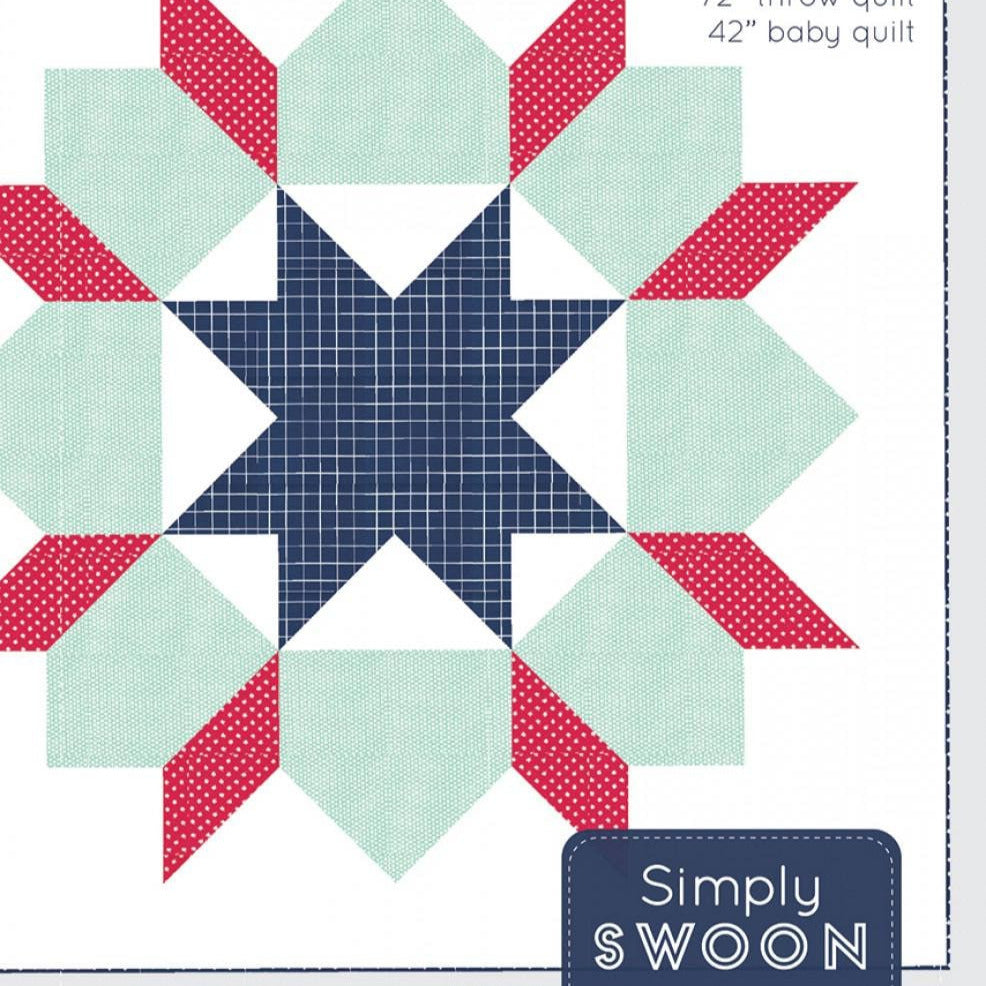 Simply Swoon Quilt Pattern, Thimble Blossoms TB254, Yardage Friendly Large Star Square Bed Baby Quilt Pattern, Camille Roskelley