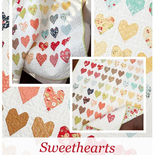 Sweethearts Quilt Pattern, The Pattern Basket TPB2403, Charm Pack 5" Squares Friendly Lap Throw Quilt Pattern, Valentine's Day