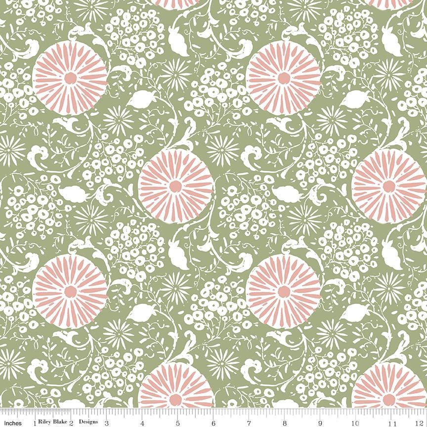 Love Me More 10" Stacker, Riley Blake 10-15630-42, 10" Precut Botanical Spring Pink Yellow Green Floral Fabric Squares, Lisa Audit