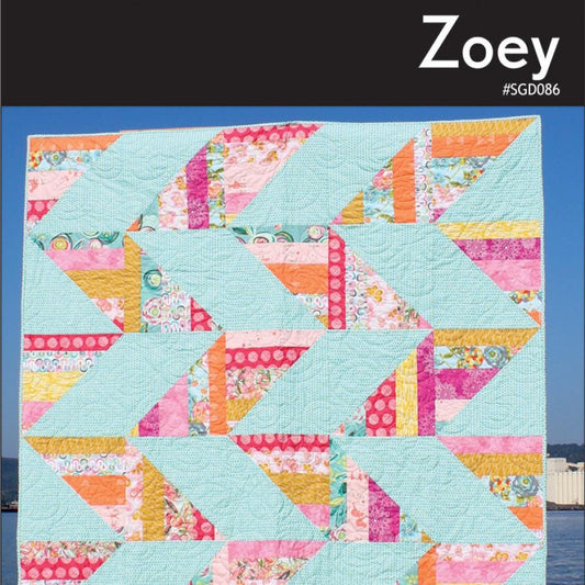 Zoey Quilt Pattern, Swirly Girls Design SGD086, 12 Fat Quarter Friendly Modern Patchwork Scrappy Throw Quilt Pattern, 2 Layouts