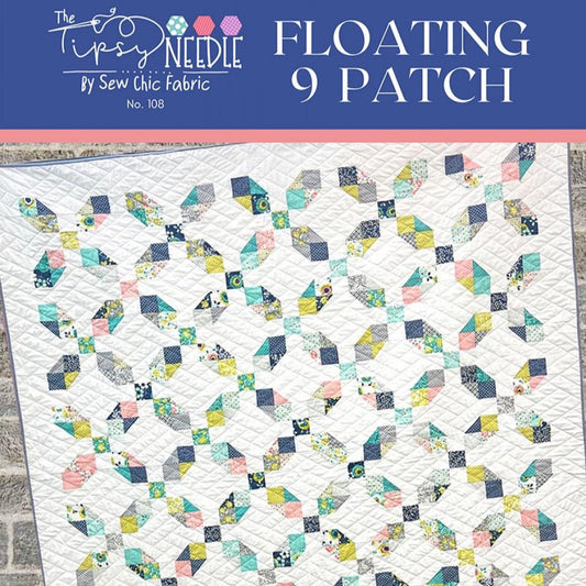 Floating 9 Patch Quilt Pattern, The Tipsy Needle TTN108, 2.5" Precut Jelly Roll Strip Friendly Quilt Pattern, Lattice Throw Quilt Pattern