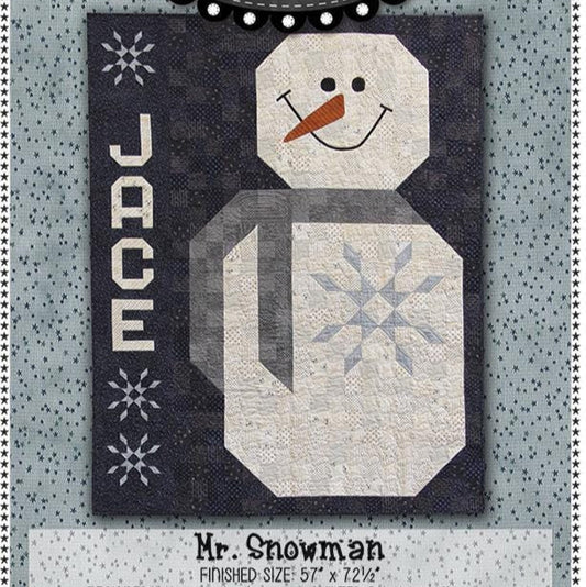 Mr Snowman Quilt Pattern, Primitive Gatherings PRI494, Personalized Snowman Throw Quilt Pattern, Lisa Bongean