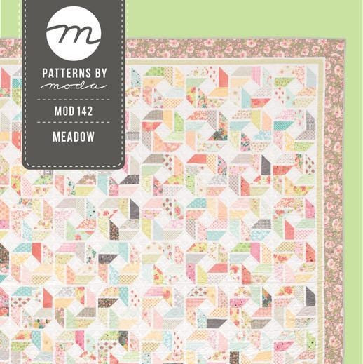 Meadow Quilt Pattern, Moda MOD142, Jelly Roll Friendly Patchwork Throw Quilt Pattern