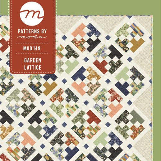 Garden Lattice Quilt Pattern, Moda MOD149, Jelly Roll Friendly Patchwork Throw Quilt Pattern