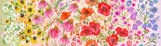 Superbloom - Pastel Floral Ombre Fabric, Moda 48780 11, Large Print Multicolored Floral Cotton Quilting Fabric, Robin Pickens