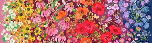 REMNANT 27" of Superbloom - Jewel Tones Floral Ombre Fabric, Moda 48780 12, Large Print Multicolored Floral Cotton Quilting Fabric, Pickens