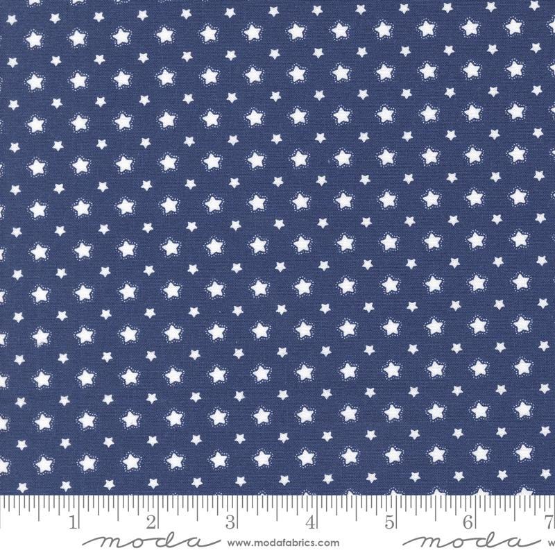 Star Spangled - White Stars on Navy Blue Fabric, Moda 24174 13 Twilight, Patriotic Stars Fabric, April Rosenthal, By the Yard