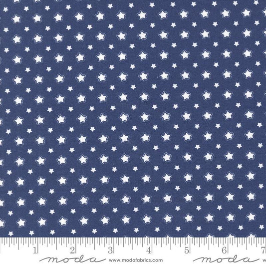 Star Spangled - White Stars on Navy Blue Fabric, Moda 24174 13 Twilight, Patriotic Stars Fabric, April Rosenthal, By the Yard