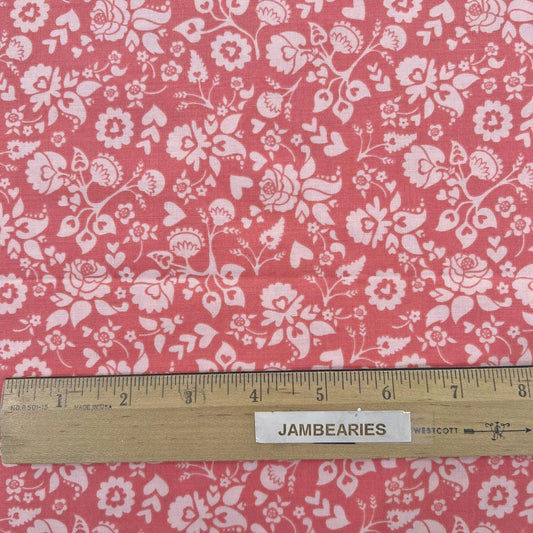 REMNANT 18" of Lost and Found Love - Pink Tonal Floral Blender Fabric, Riley Blake C4202, Valentine's Day Cotton Quilt Fabric, My Mind's Eye