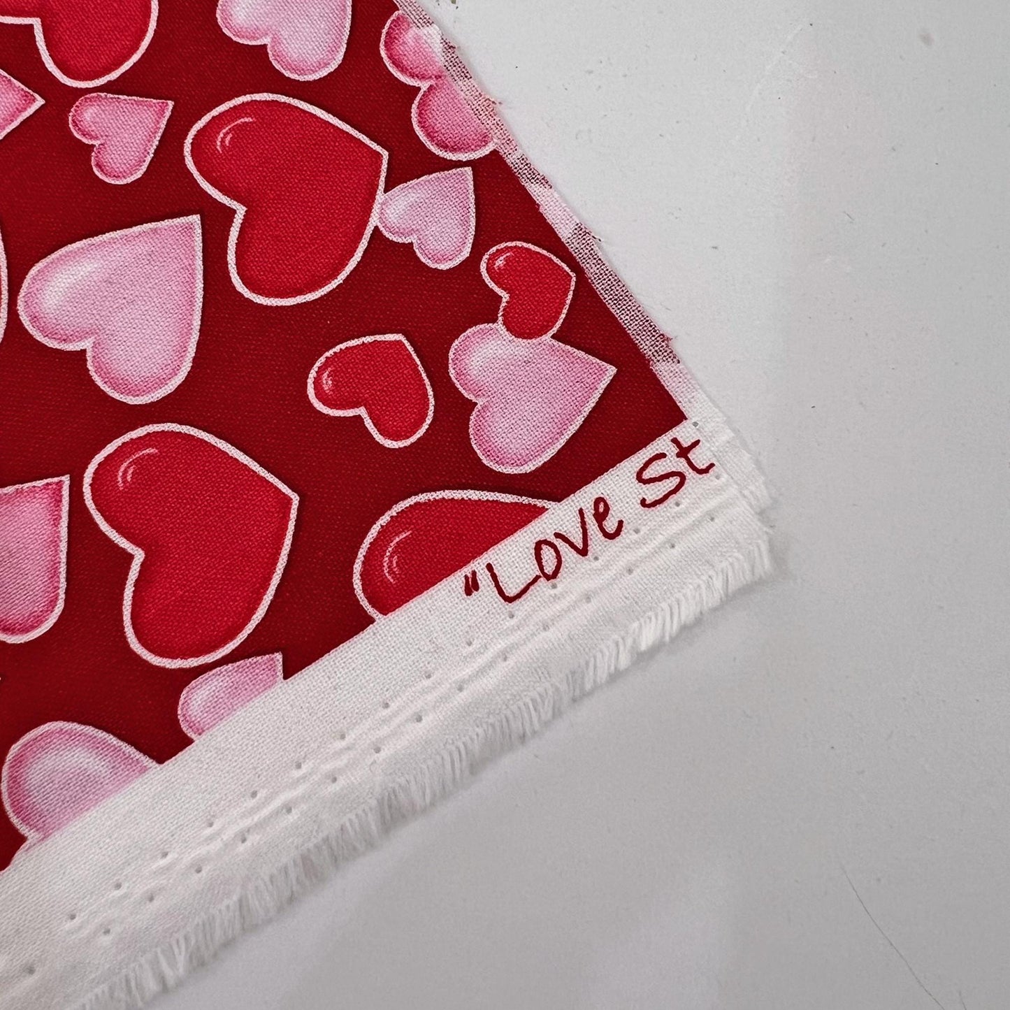 REMNANT 18" of Love Struck - Valentine's Day Pink Red Hearts on Red Fabric, Henry Glass, Valentine Cotton Fabric