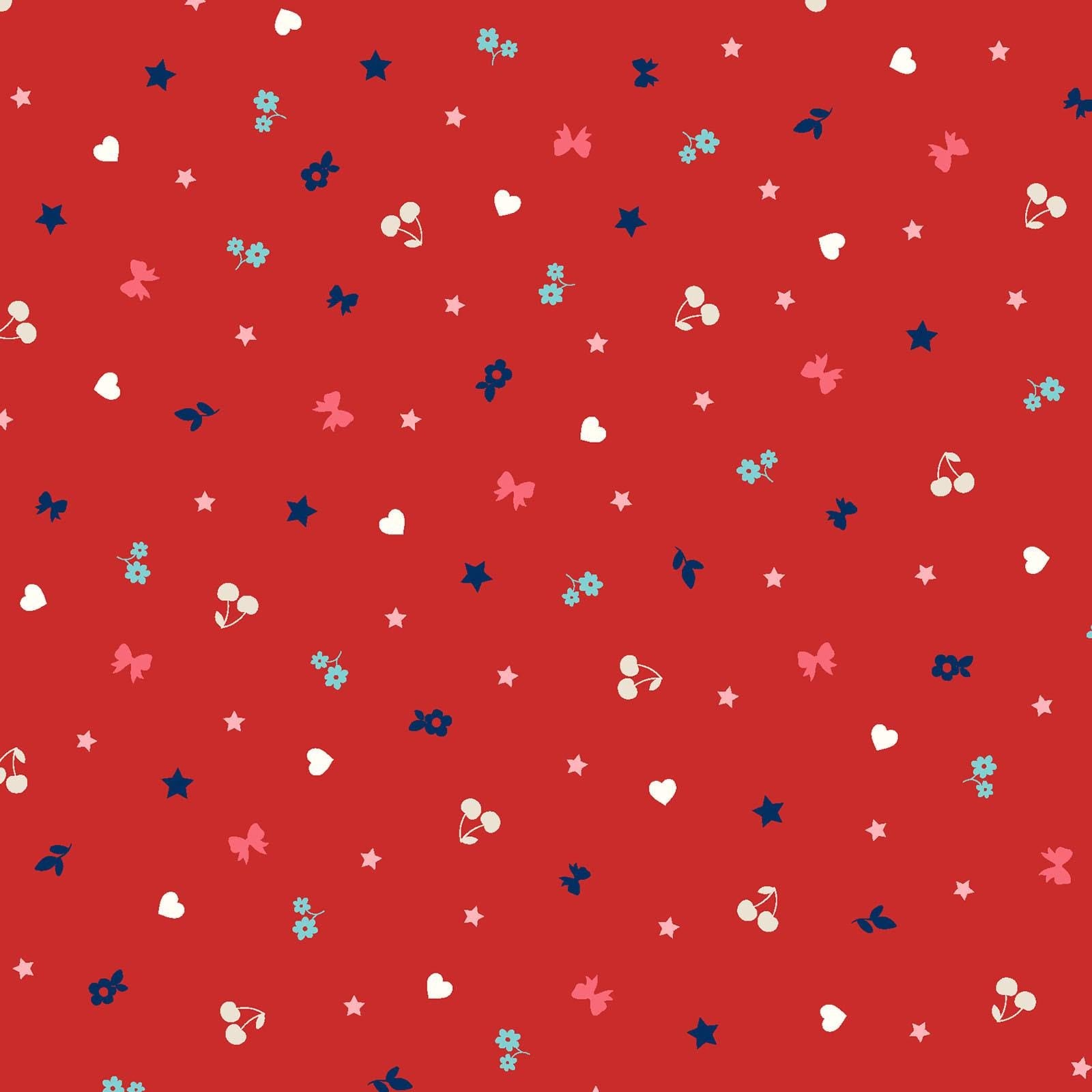 Star Spangled Beauty 5" Charm Squares, Maywood Studio CP-MASSTAR, 5" Precut Patriotic Floral Fabric, Red White Blue Fabric Squares