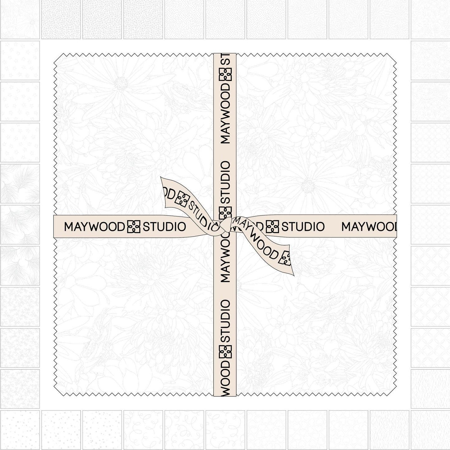 Solitaire Ultra White 10" Squares, Maywood Studio SQ-MASSOLT-UW, 10" Precut White on White Neutral Quilt Fabric Squares