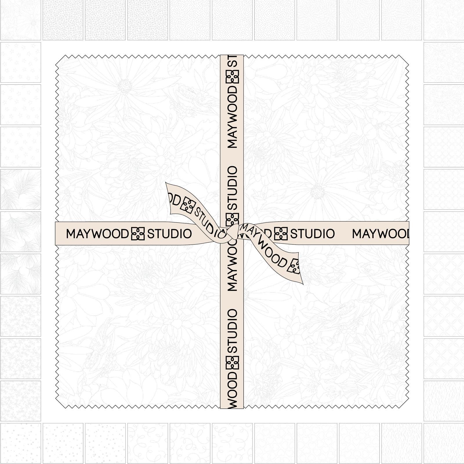 Solitaire Ultra White 10" Squares, Maywood Studio SQ-MASSOLT-UW, 10" Precut White on White Neutral Quilt Fabric Squares