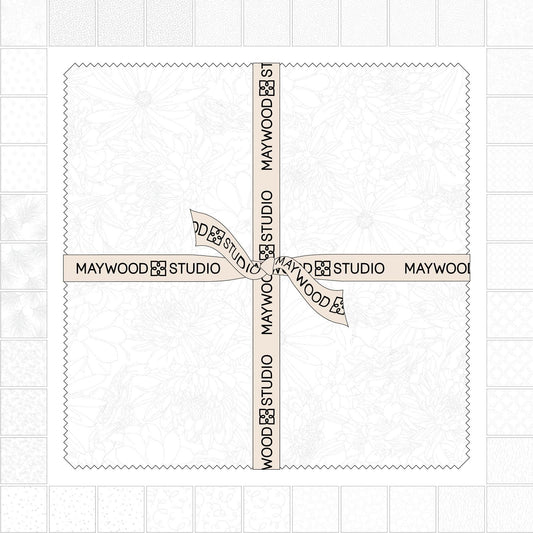 Solitaire Ultra White 10" Squares, Maywood Studio SQ-MASSOLT-UW, 10" Precut White on White Neutral Quilt Fabric Squares
