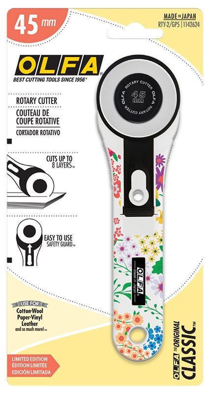 Olfa Bloom 45mm Rotary Cutter, Olfa 1142624, Floral Rotary Cutter for Quilting Sewing