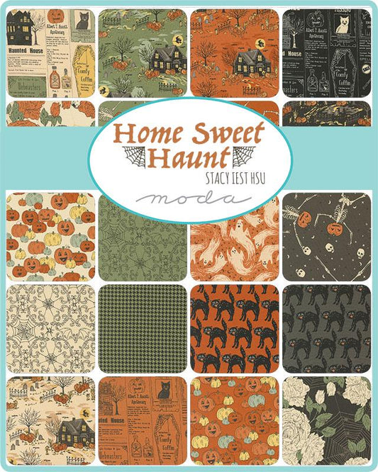 Home Sweet Haunt 5" Charm Pack, Moda 20910PP, 5" Precut Vintage Look Halloween Fabric Squares, Stacy Iest Hsu