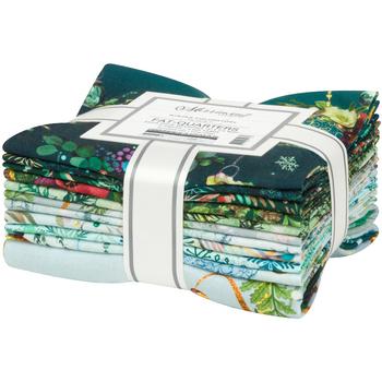 Merriment 10 Piece Fat Quarter Bundle Plus Panel, Robert Kaufman FQ-2214-11 Winter Colorstory, Christmas Floral Fabric, 18 x 22 Fabric Cuts