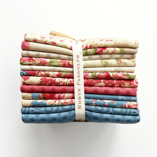 DESTASH Faded Glory 12 Fat Quarter Bundle, Robyn Pandolph 7100-392, Granny Chic Cottagecore Floral Paisley Fat Quarters