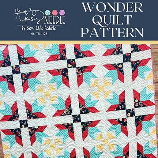 Wonder Quilt Pattern, The Tipsy Needle TTN123, Yardage Friendly Stars Flowers Throw Quilt Pattern, Elizabeth Hernandez